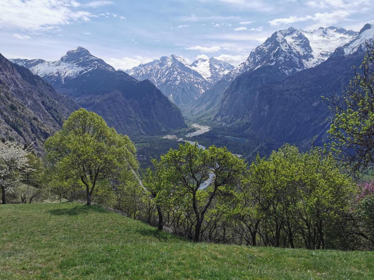 La vallée de l'Oisans verdoyante vue du hameau en été